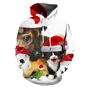 Animal Sweatshirts men Christmas Hoody Anime Party Hoodie Print Love Hooded Casual