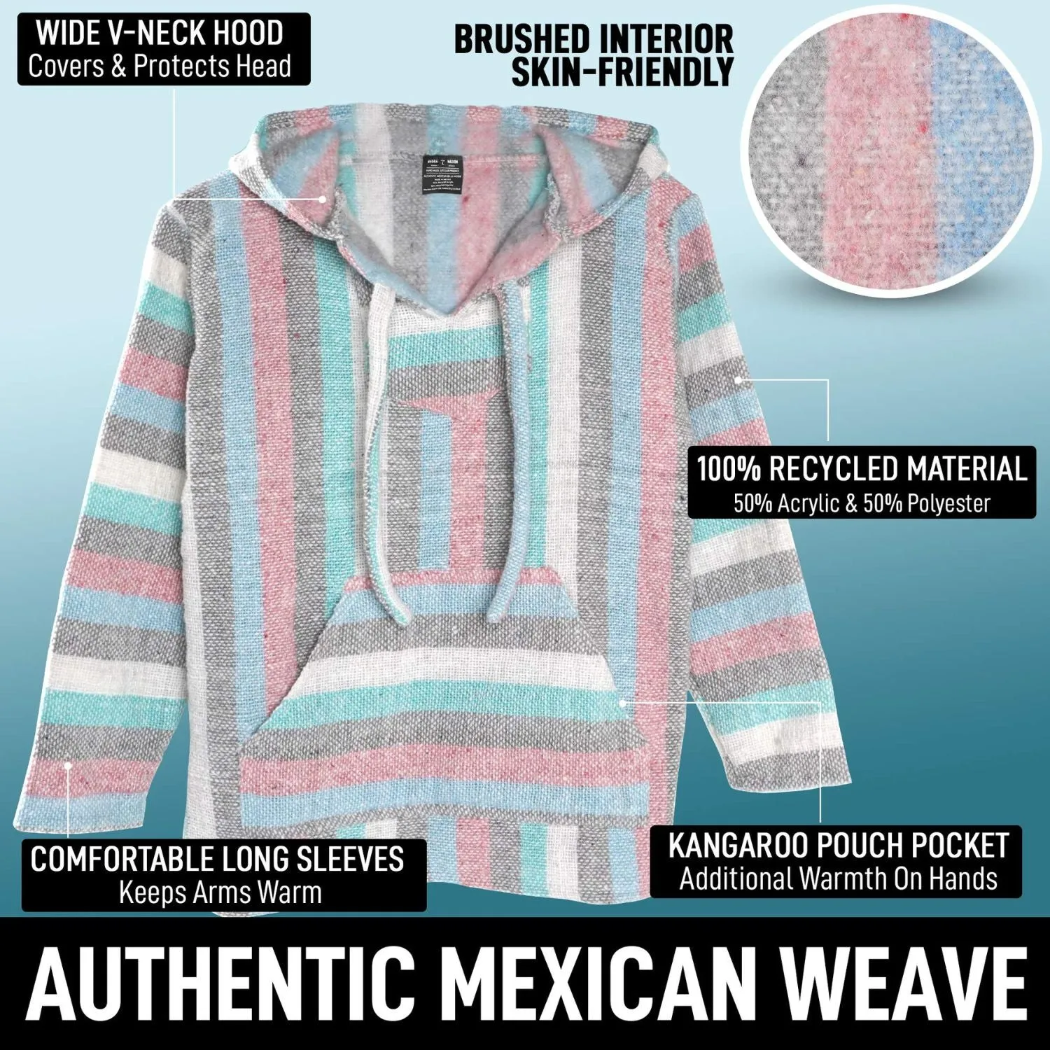 Authentic Mexican Baja Hoodie for Men