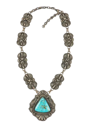 Birdseye Kingman Turquoise Silver Necklace