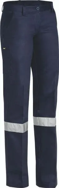 Bisley Ladies Drill Pant 3M Reflective Tape - Navy (BPL6007T)