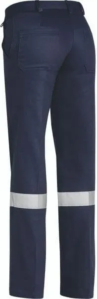 Bisley Ladies Drill Pant 3M Reflective Tape - Navy (BPL6007T)