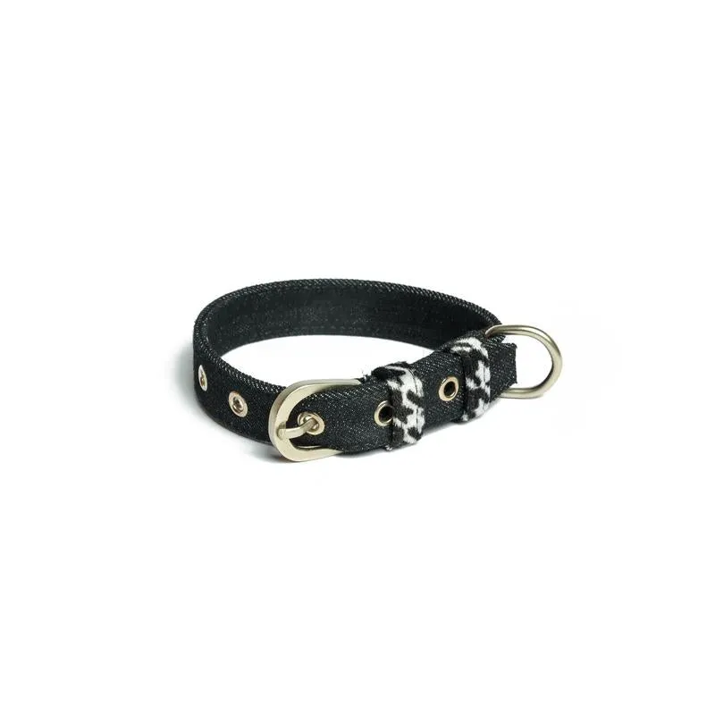 Black Denim Fabric Belt Collar