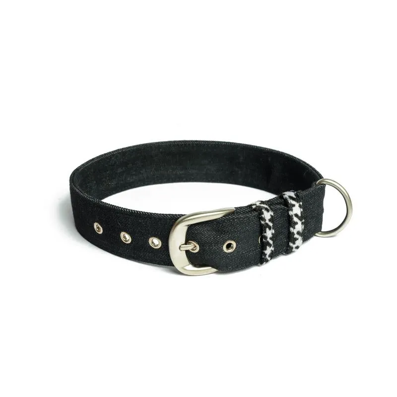 Black Denim Fabric Belt Collar