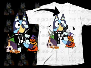 Bluey In Skeleton Costume Halloween Png Digital Download