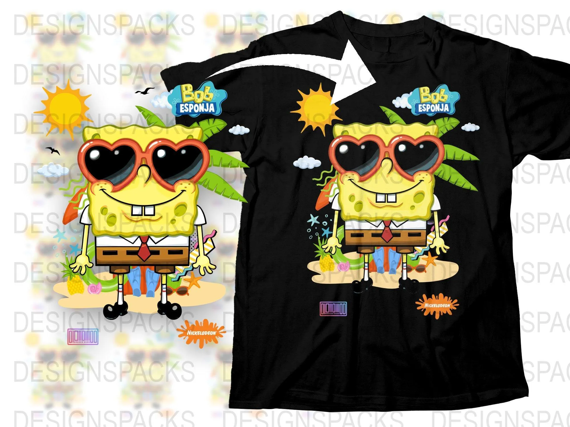 Bob Esponja design with Sunglasses Png Digital Download