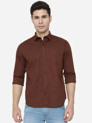 Brown Solid Classic Fit Casual Shirt | Greenfibre