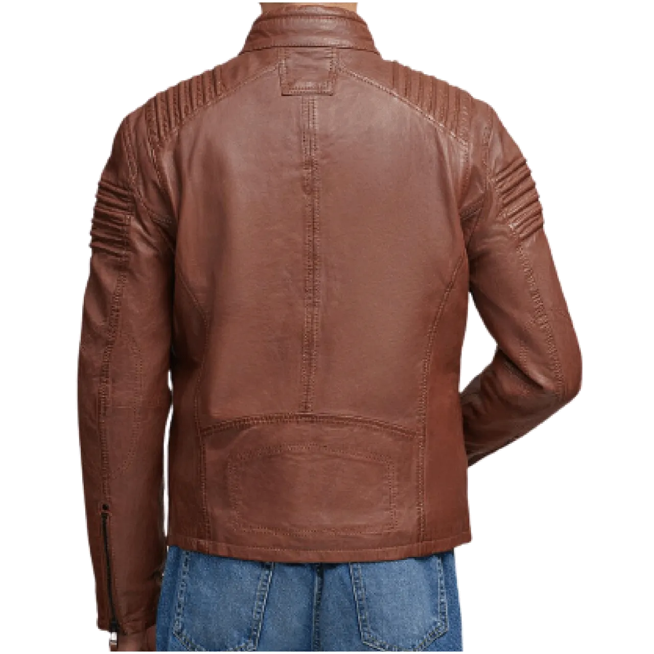 Casual Stylish Brown Fitted Motorcycle Sheepskin Leather Jacket Men