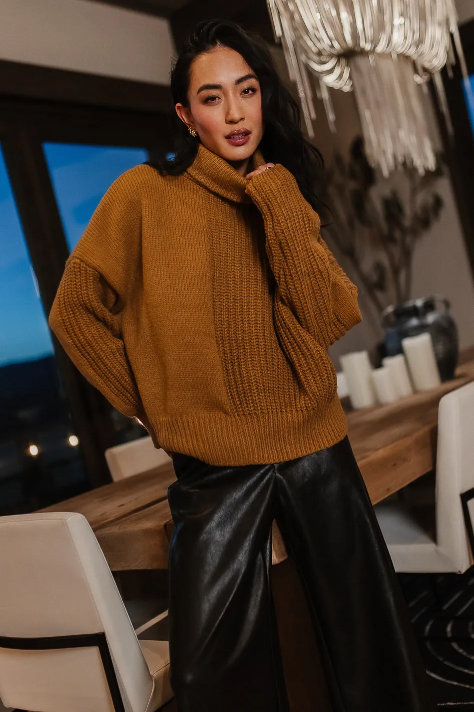 Catherine Turtleneck Sweater in Brown - FINAL SALE