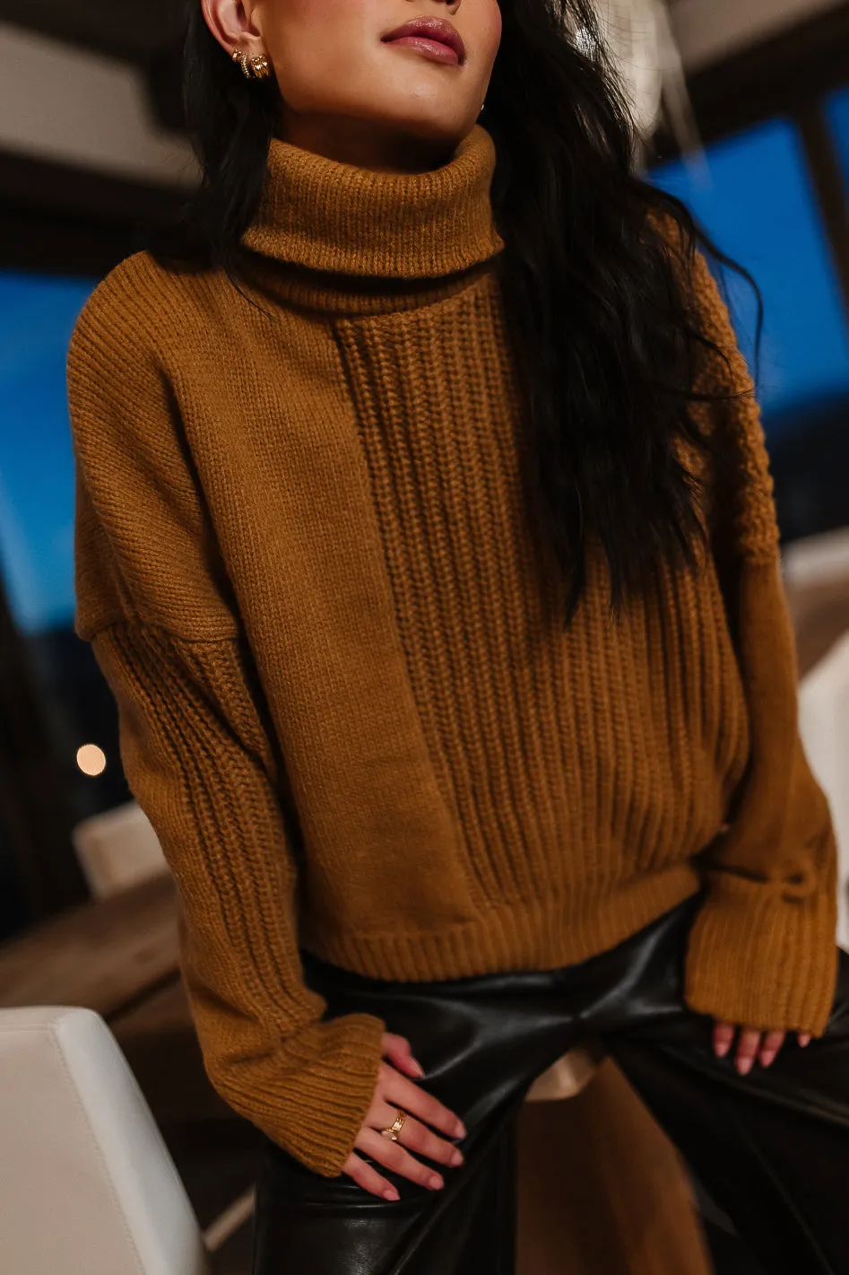 Catherine Turtleneck Sweater in Brown - FINAL SALE