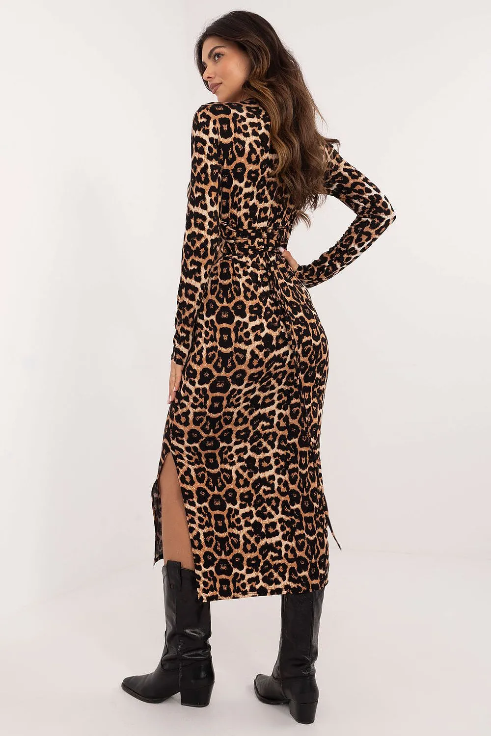 Comfortable All-Day Leopard Print Midi Daydress by Lakerta