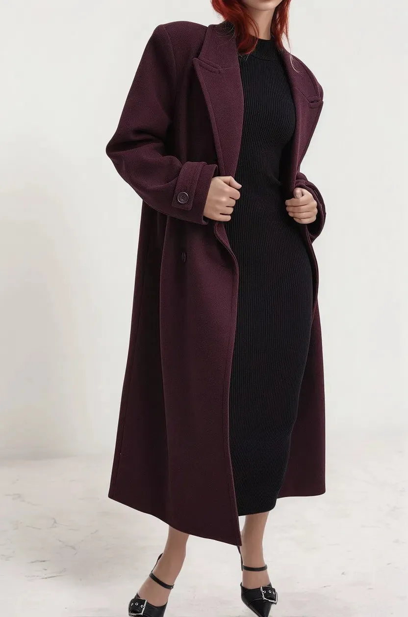 Daphne – Double-breasted design – Long red coat