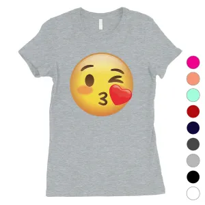 Emoji-Wink Kiss Womens Fun Awesome Creative T-Shirt Friend Gift