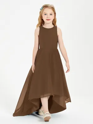 Exquisite Asymmetrical Junior Bridesmaid Dresses Scoop Neck Brown