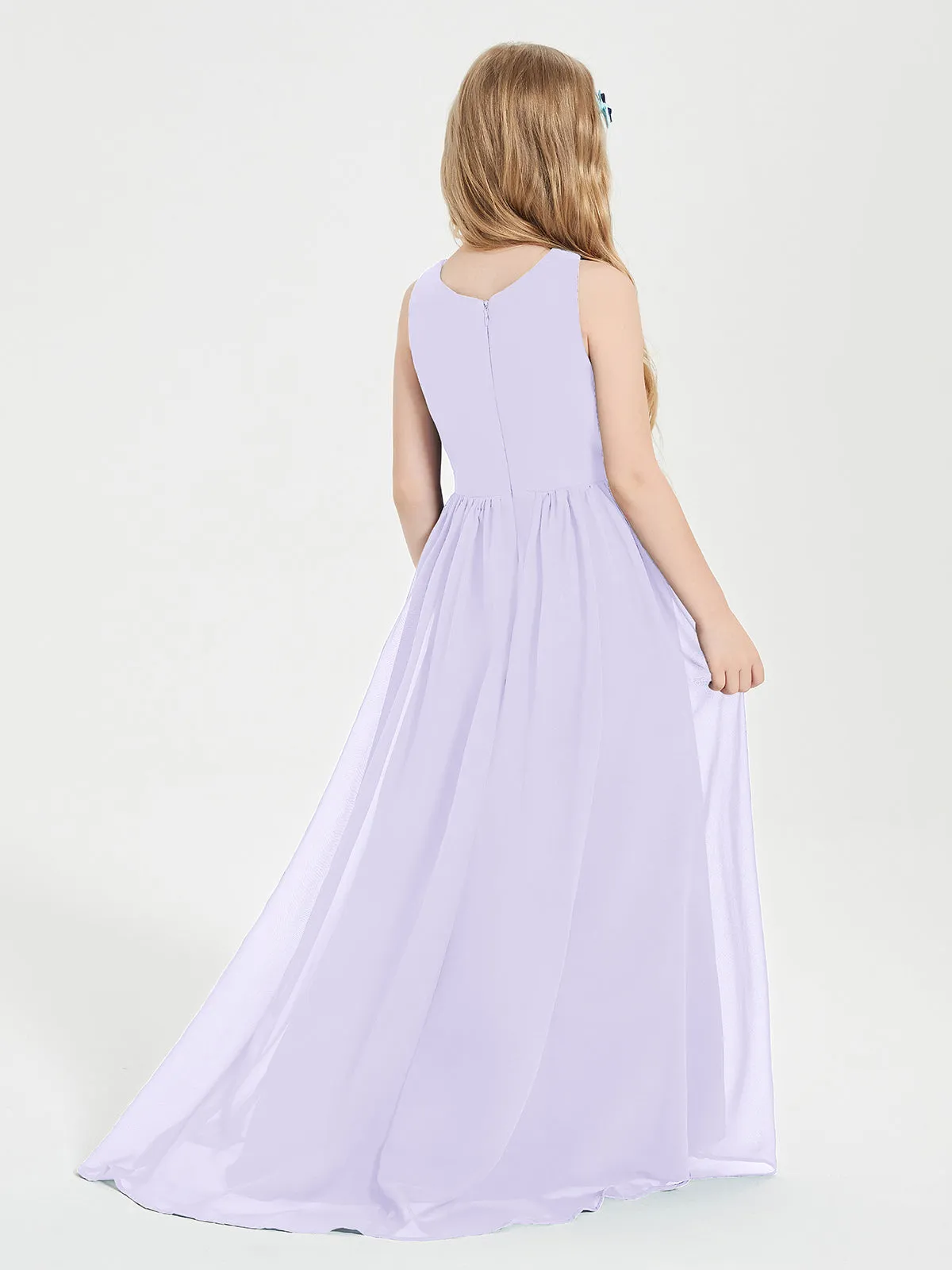 Exquisite Asymmetrical Junior Bridesmaid Dresses Scoop Neck Lilac