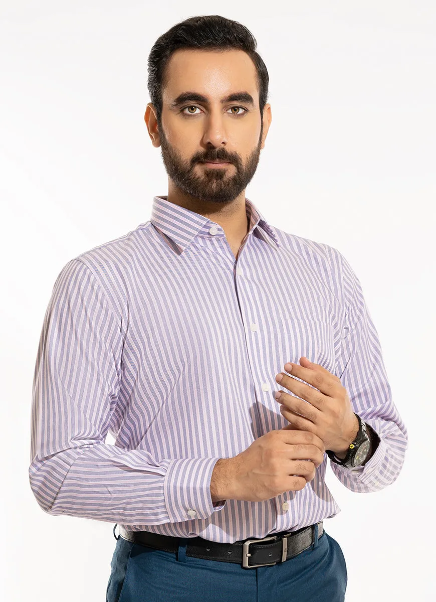 Formal Shirt - Supernova Silver Blue & Pink Awning Stripes