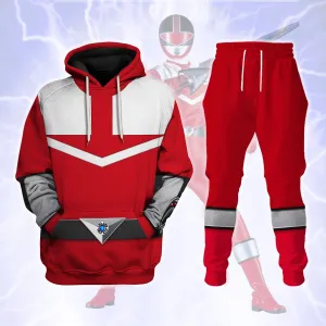 Gearhomie Power Rangers Time Force (2001) Red Hoodies Sweatshirt T-shirt Hawaiian Tracksuit