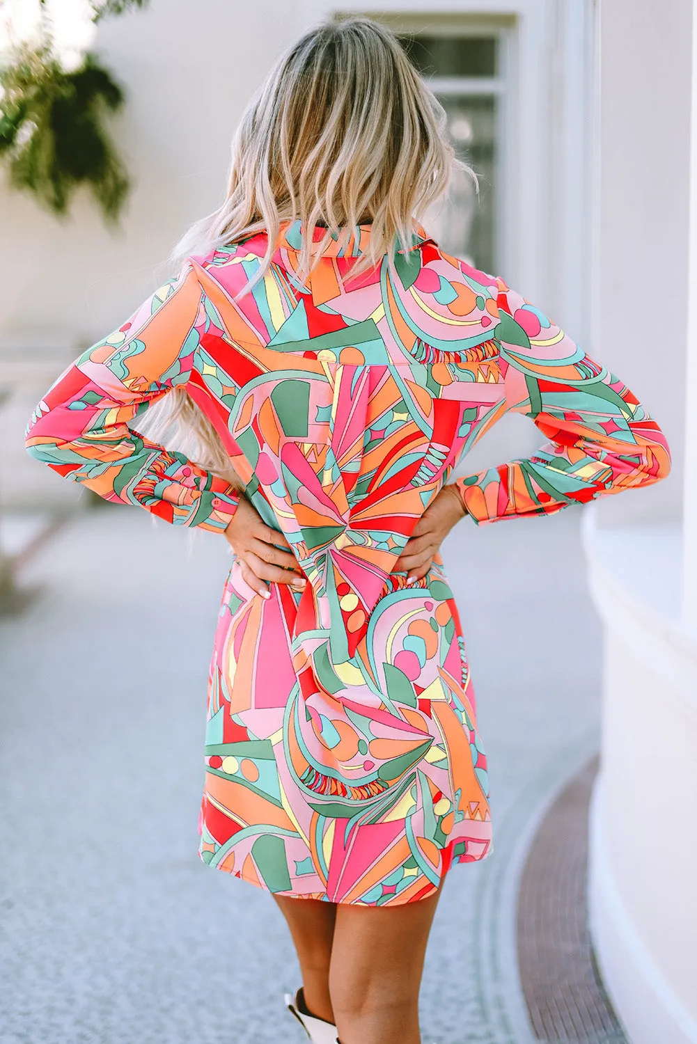 Geometric Abstract Shirt Dress