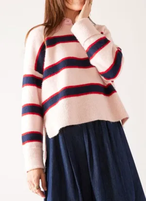 Keeper Crewneck Sweater in Striped Pink