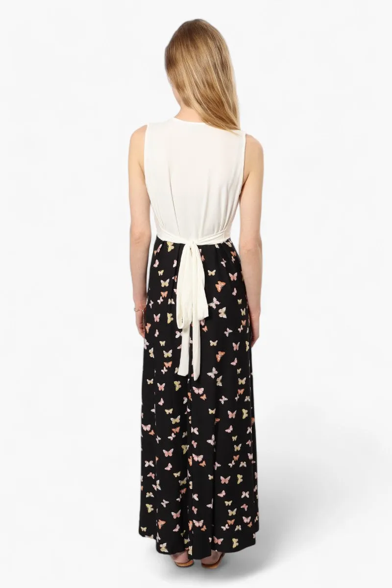 Limite Butterfly Sleeveless Crossover Maxi Dress - Black