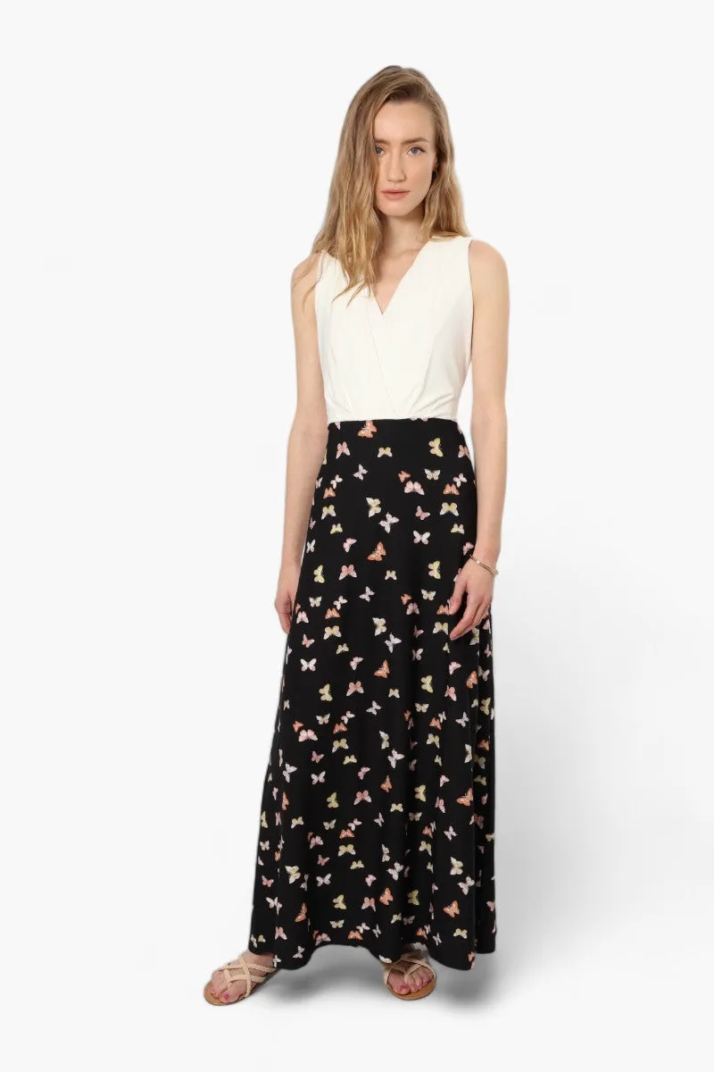 Limite Butterfly Sleeveless Crossover Maxi Dress - Black