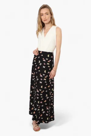 Limite Butterfly Sleeveless Crossover Maxi Dress - Black