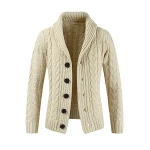 Men Collar Neck Button Down Cardigan - C4250ZWSW