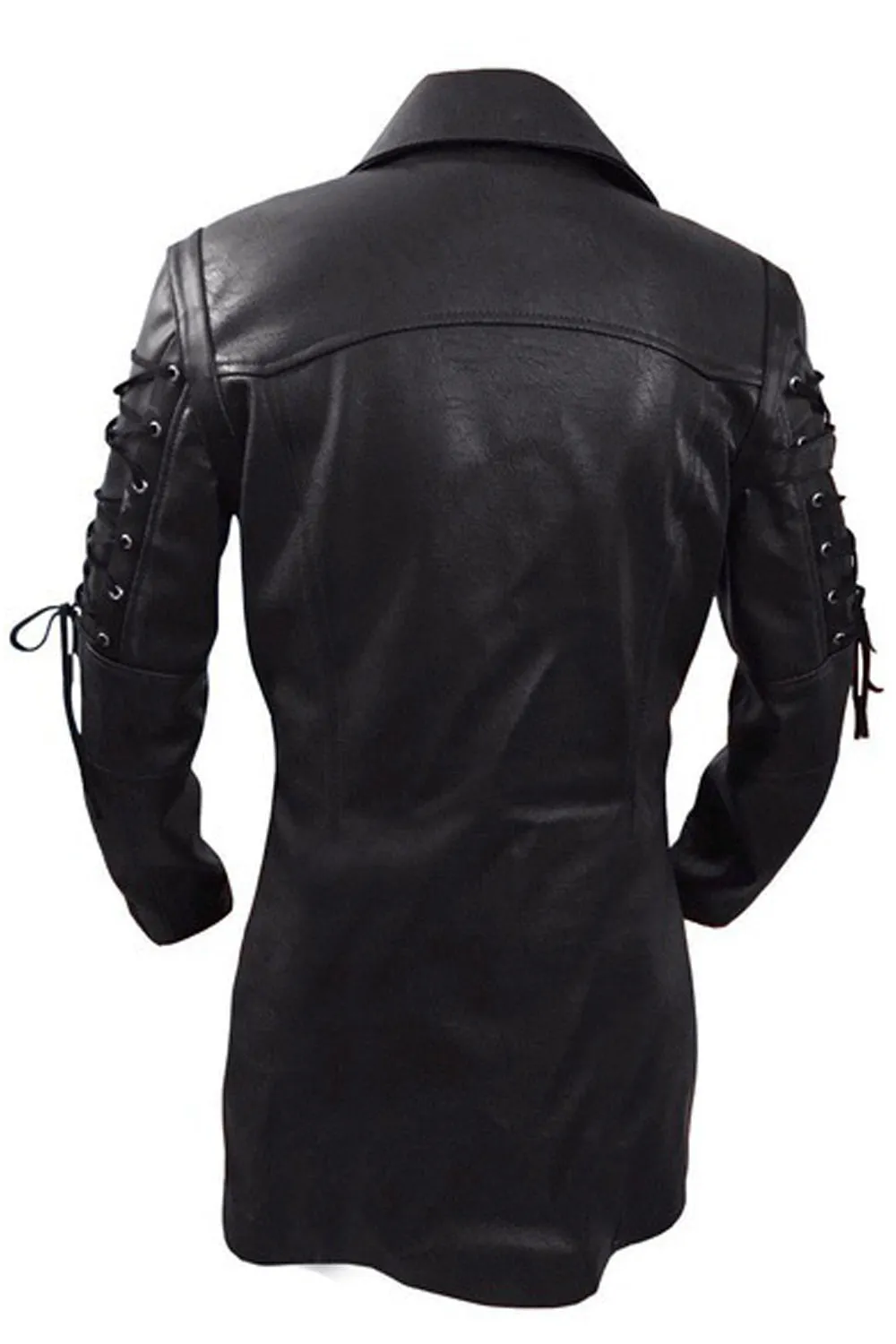 Men Fancy Long Sleeve Collar Neck Zipper Closure Solid Colored Warm PU Leather Jacket - MLJ89682