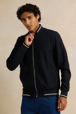 Men Navy Textured Jacket