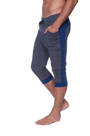 Mens Cuffed Yoga Pants (Charcoal w/Royal Blue)