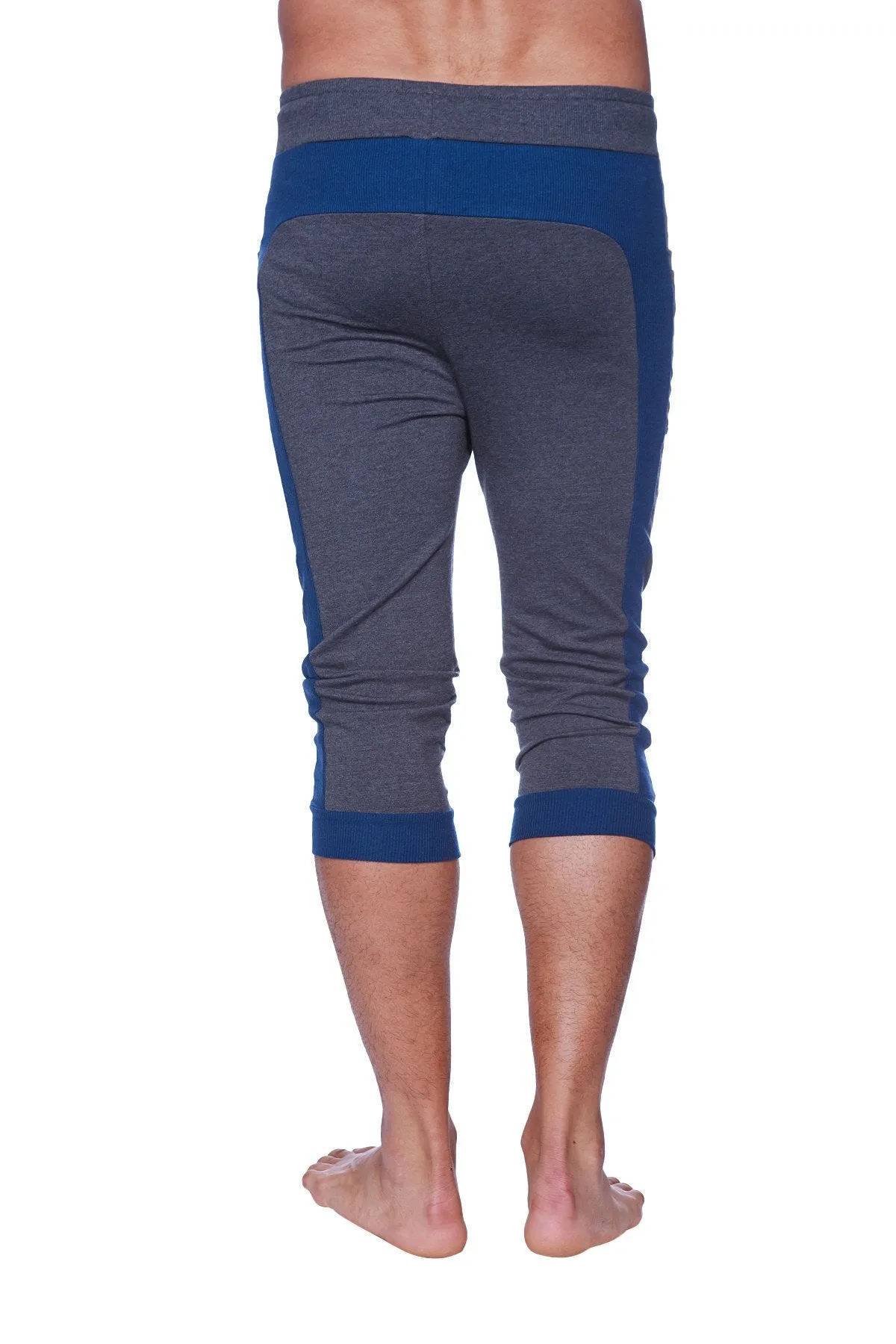 Mens Cuffed Yoga Pants (Charcoal w/Royal Blue)