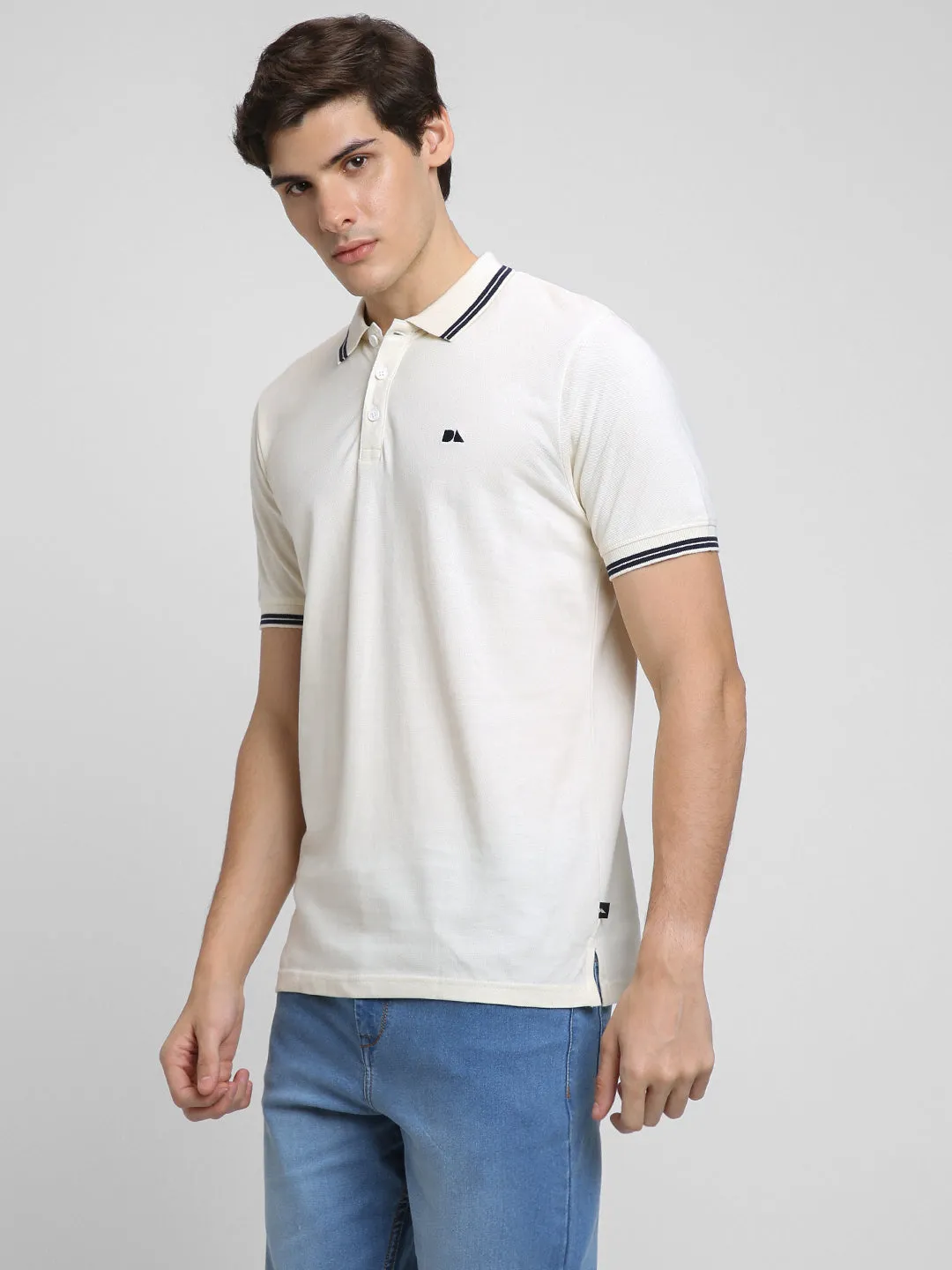 Men's Polo Regular Fit Solid Beige T-shirt