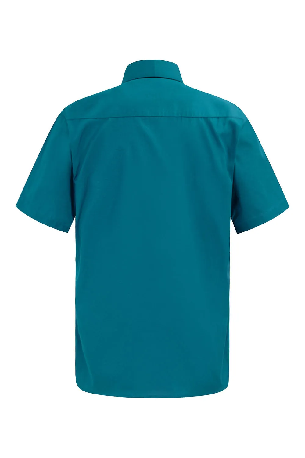 Men's Regular Fit Short Sleeve Solid Color Dress Shirts (Teal)