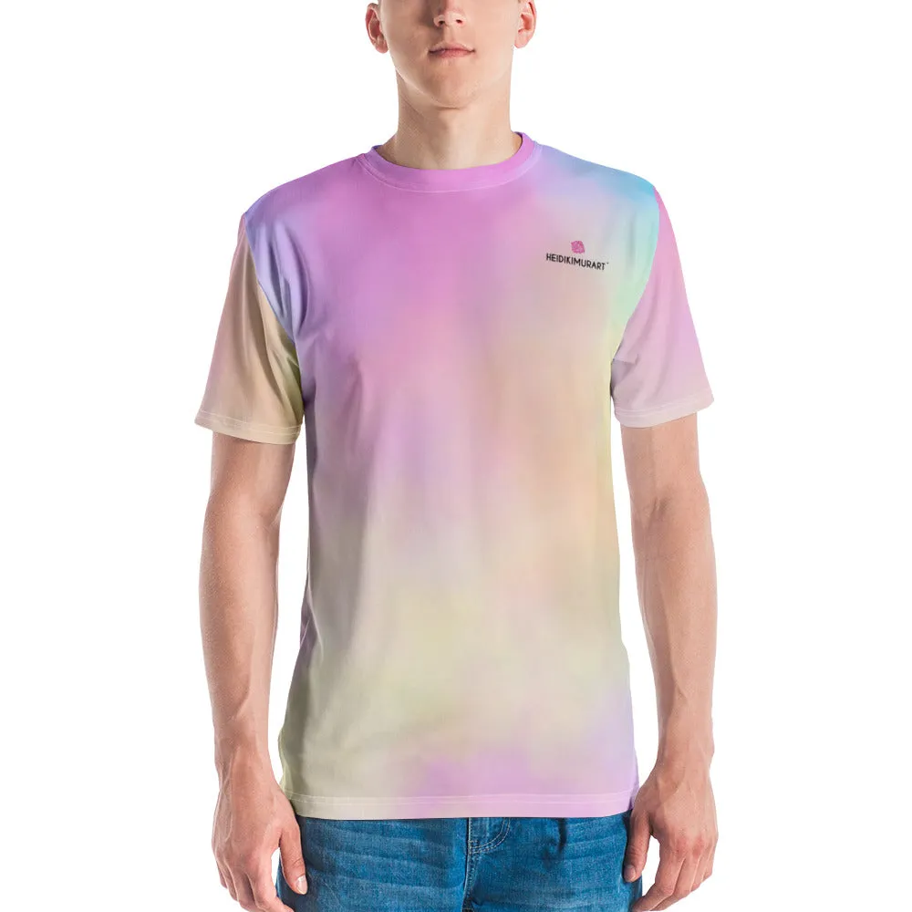 Pink Tie Dye Men's T-shirt, Abstract Designer Premium Tee For Men- Made in EU/USA/MX