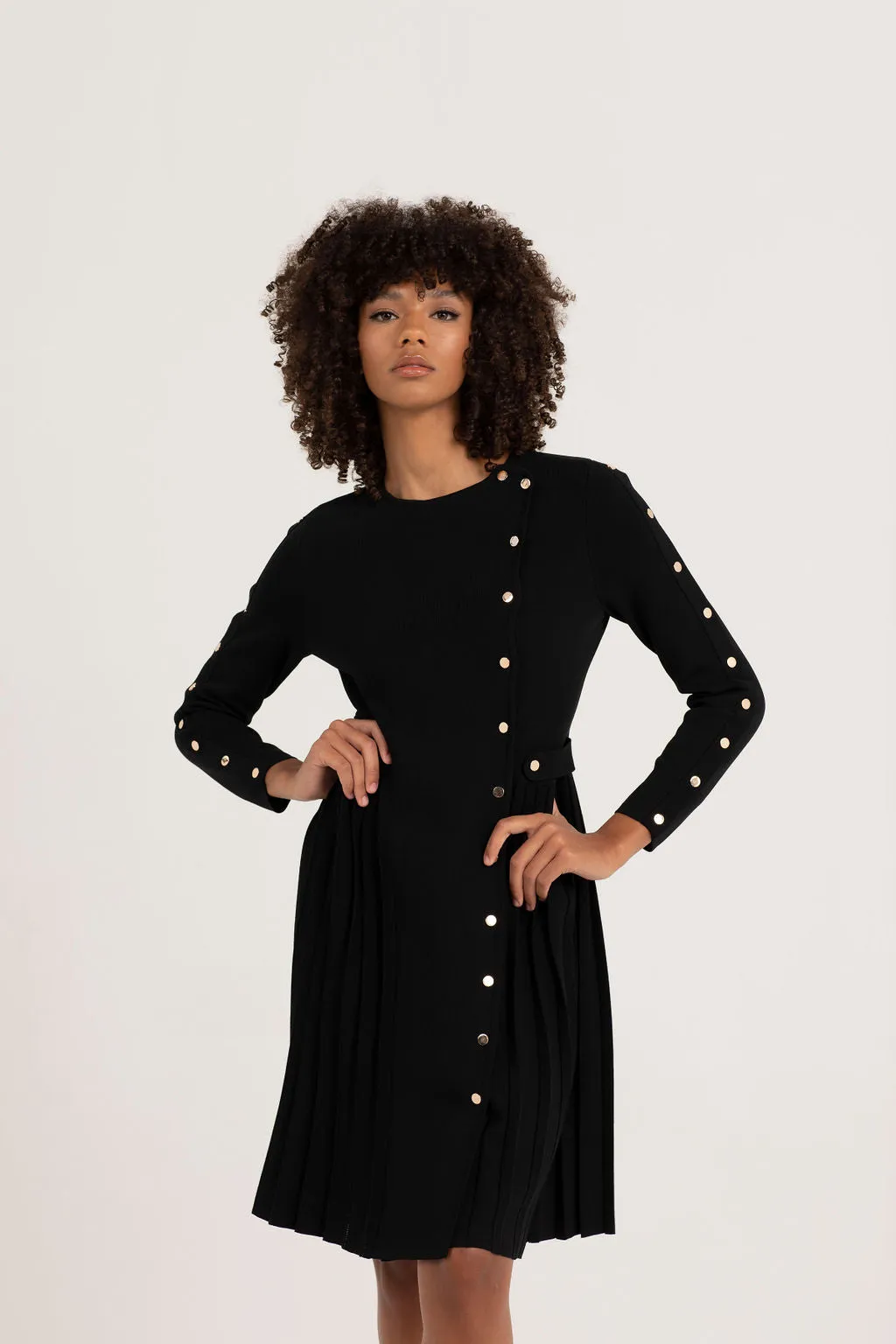 Sarah Gold Knit Dress Black