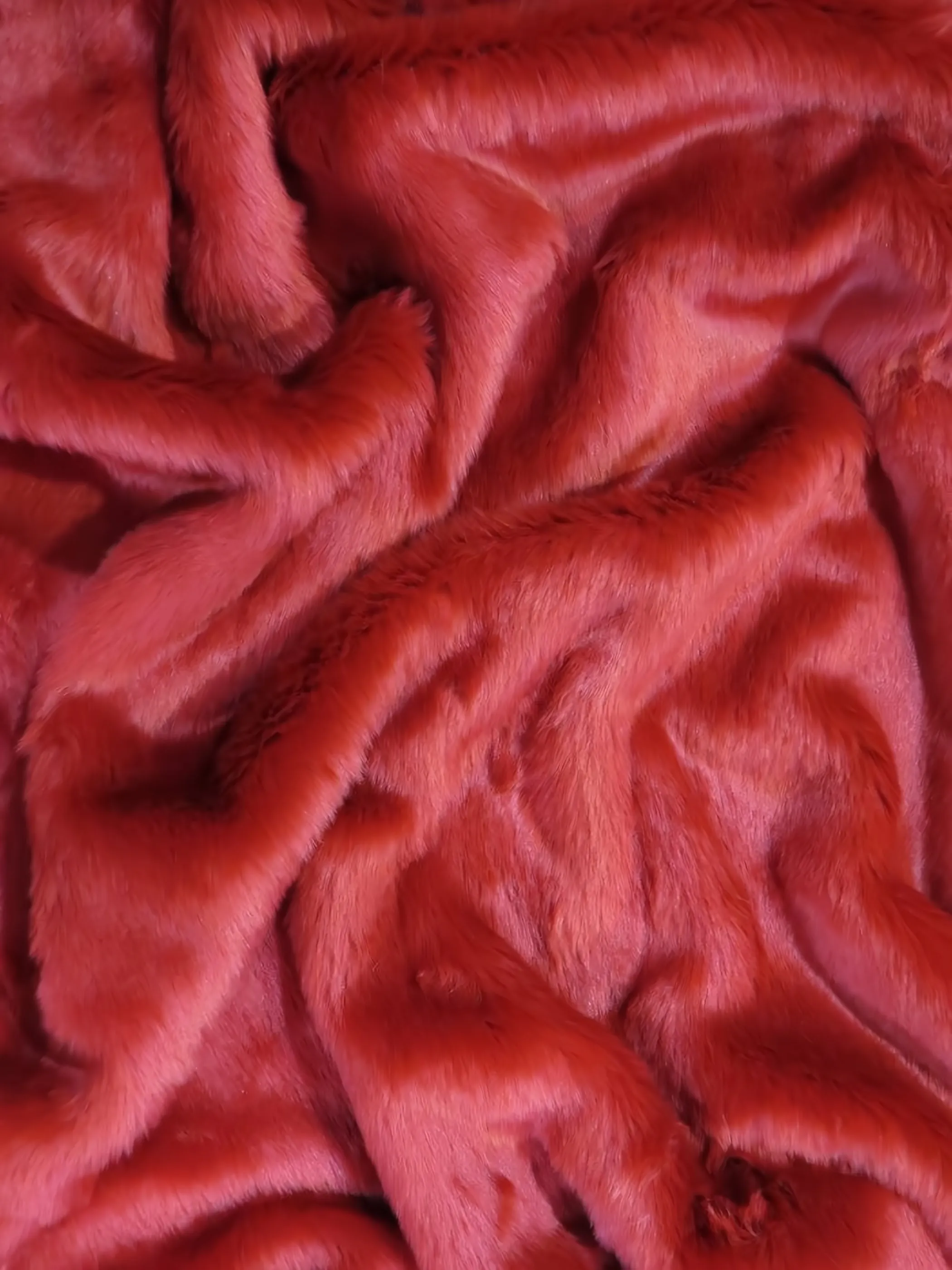 Short Shag Faux Fur Fabric / Scarlet Red / EcoShag 15 Yard Bolt