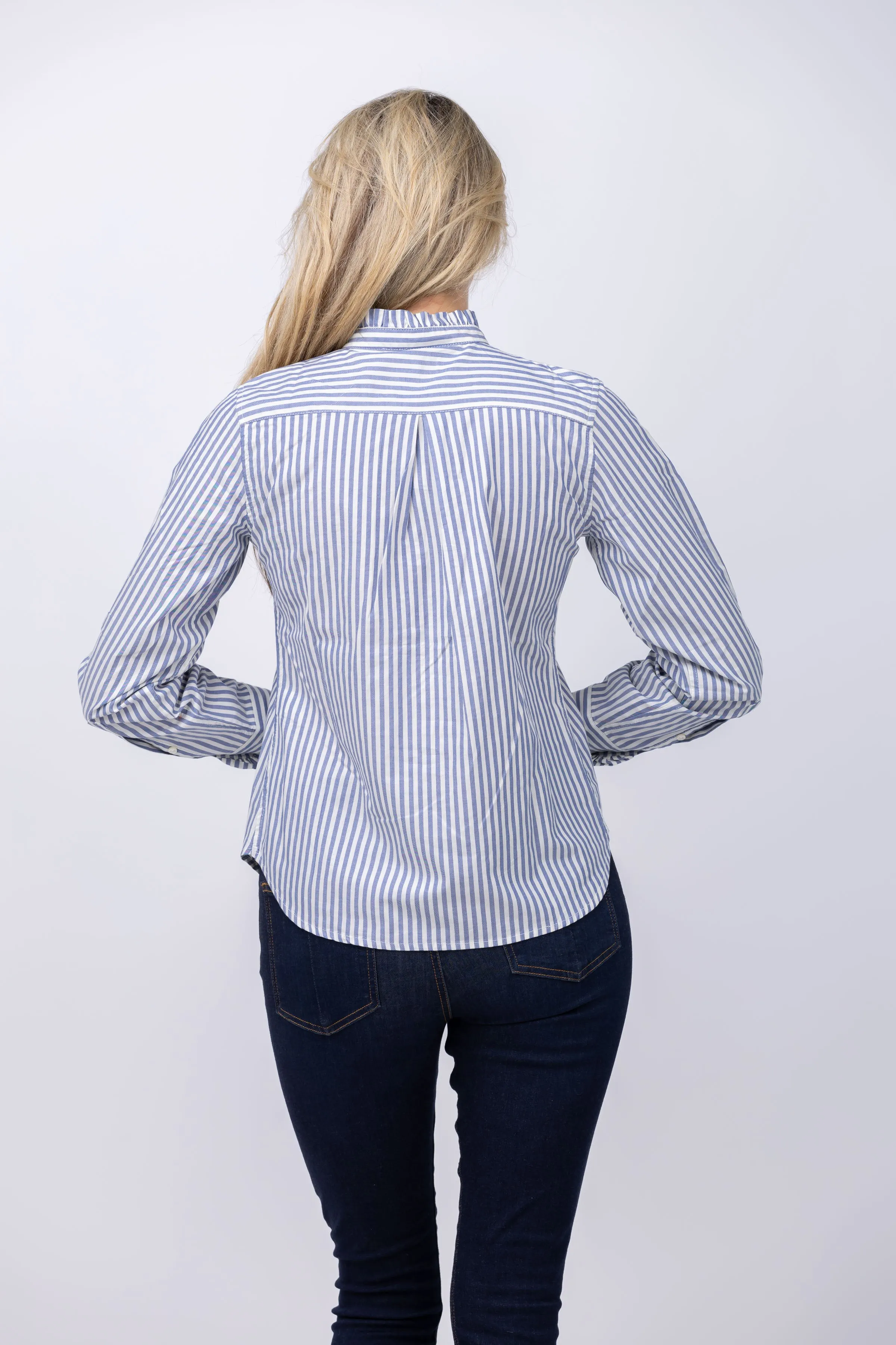 Trovata  Breezy Blouse In Navy Stripe