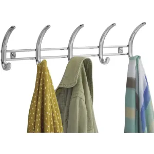 Wall-Mounted Coat Rack with 10 Hooks Silver