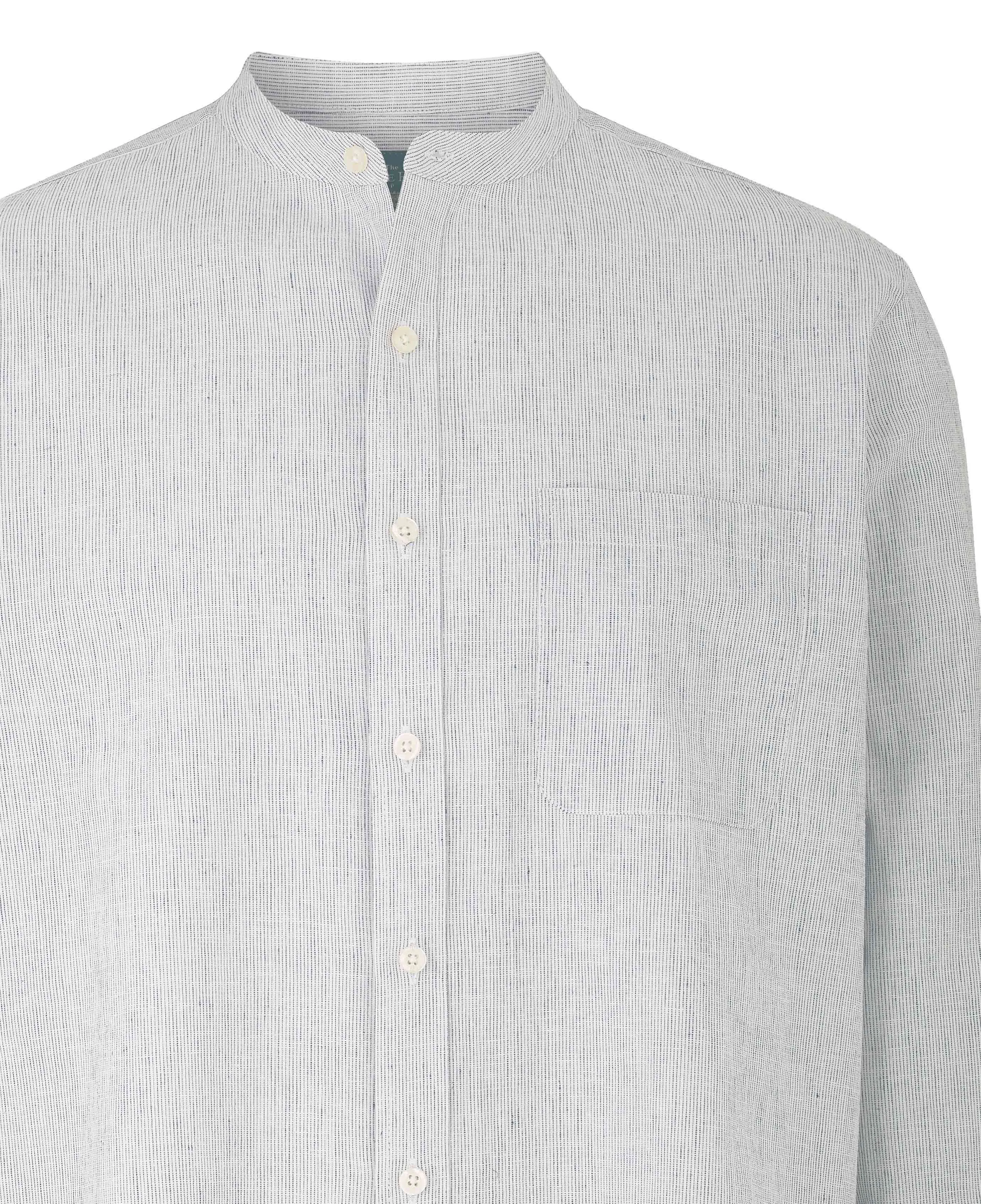 White Navy Stripe Linen-Blend Shirt