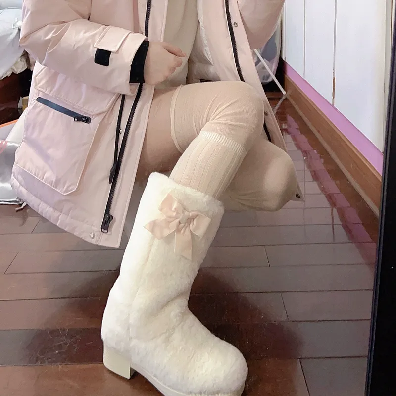 White Snow Boots Long Long Anti Slip Padded