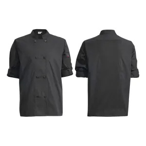 Winco UNF-12KXL Ventilated Chef Jacket, Roll-Tab Sleeve, Black, XL