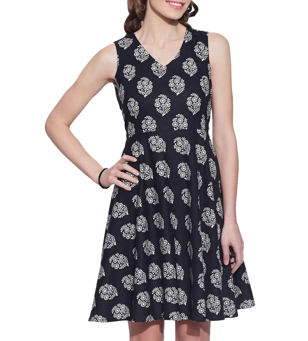 Women Apparels Cotton Printed Dress,Machine Washable,W-CPD34-1609, Size-34 Inch