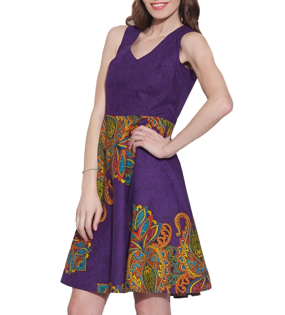 Women's Apparel Cotton Printed Dress,Machine Washable,W-CPD32-1625, Size-32 Inch