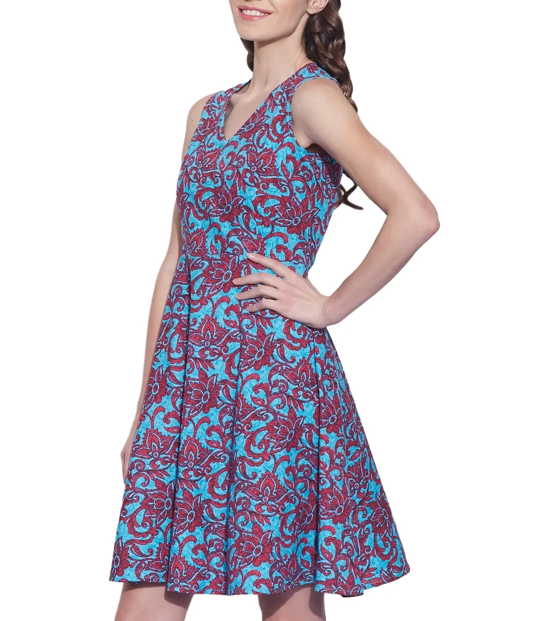 Women's Apparel Cotton Printed Dress,Machine Washable,W-CPD40-1607, Size-40 Inch