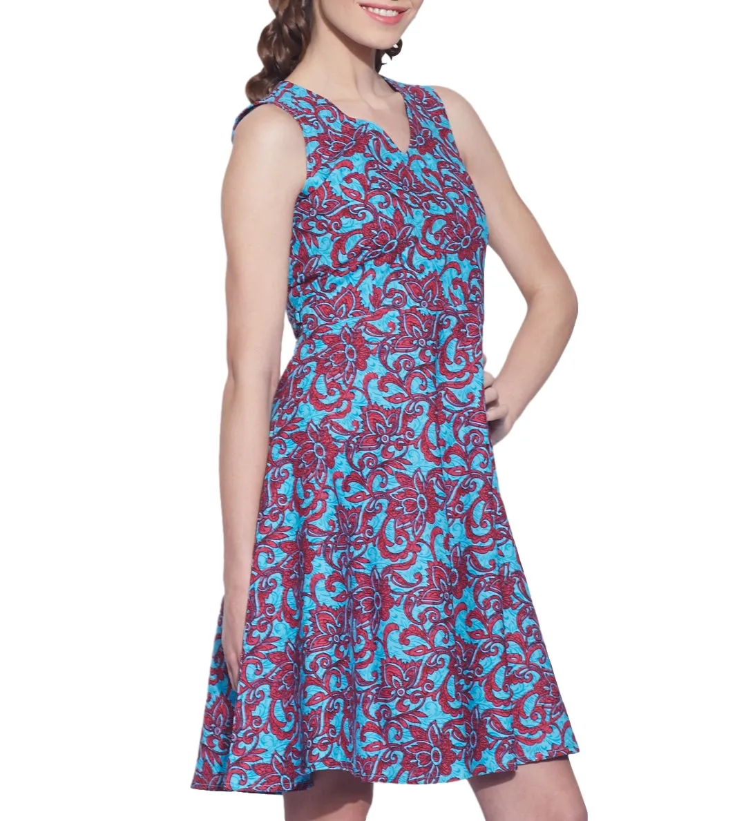 Women's Apparel Cotton Printed Dress,Machine Washable,W-CPD40-1607, Size-40 Inch