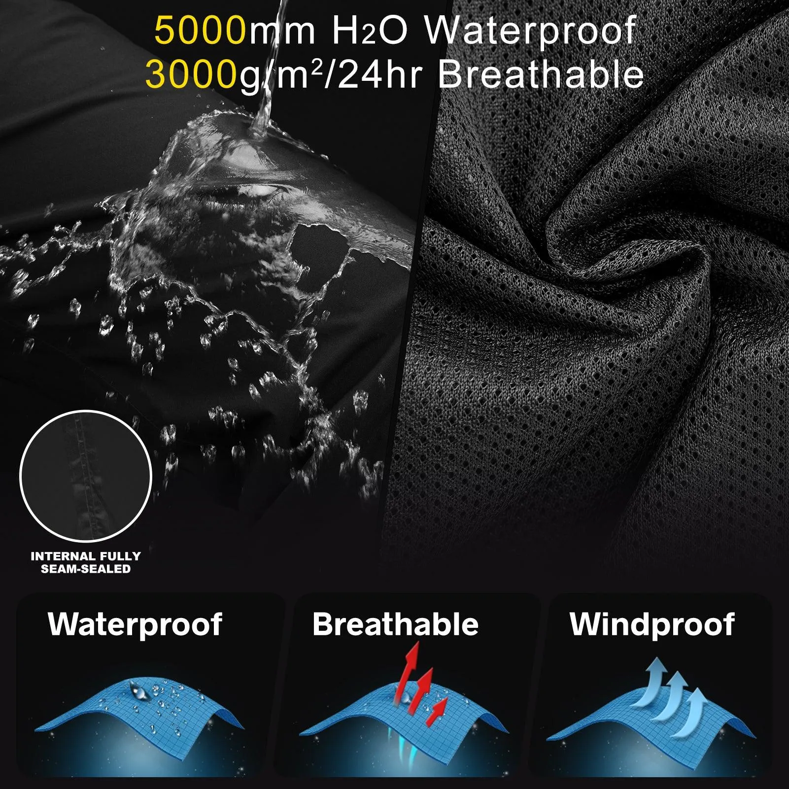 Women's Rain Pants with Reflective Design: 5000mm W/P Index 3000 Level Breathable