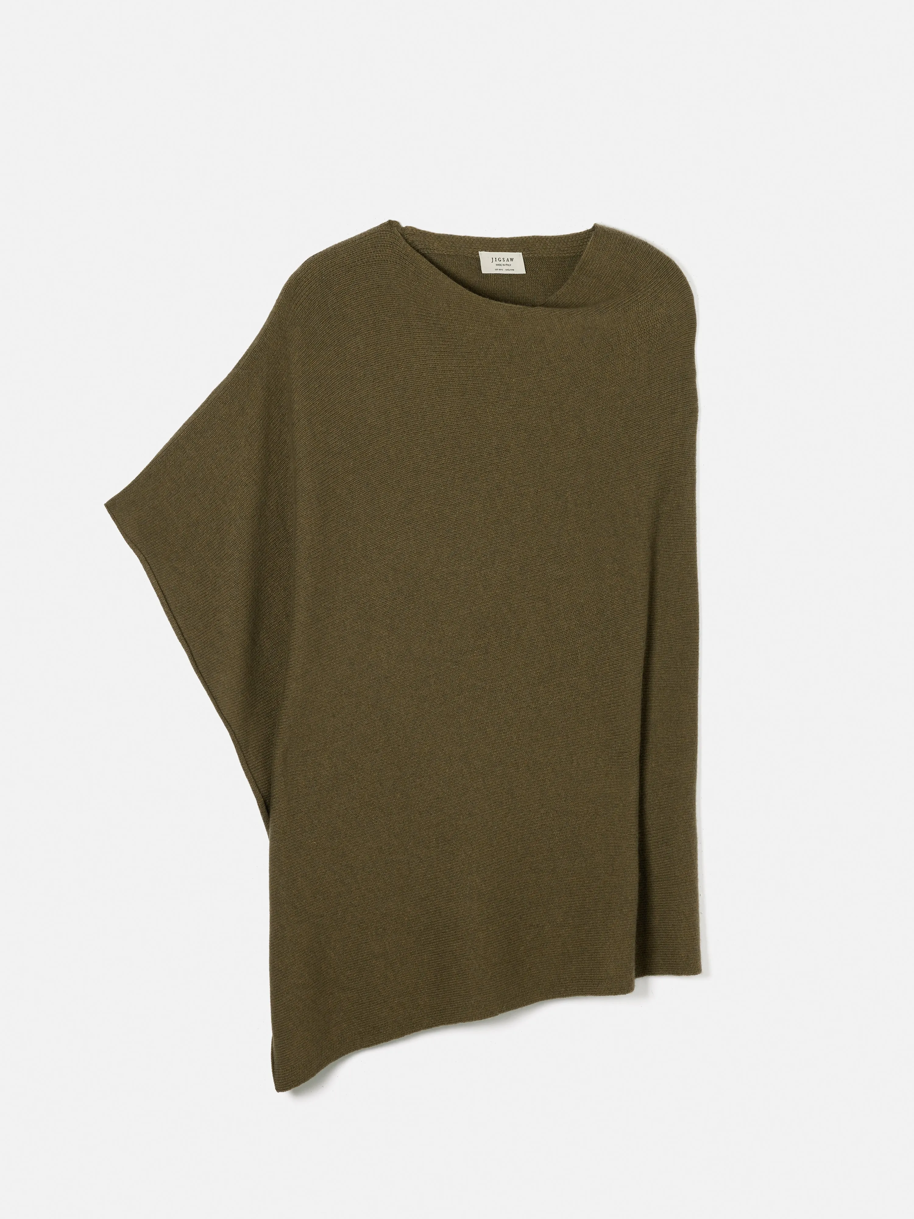 Wool Cashmere Blend Drape Poncho | Green